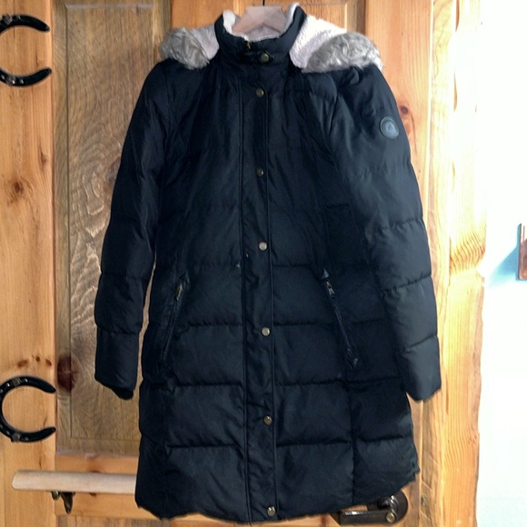 Long Puffer Jacket | Faux Sherpa, Removable Hood - Picture 1 of 7